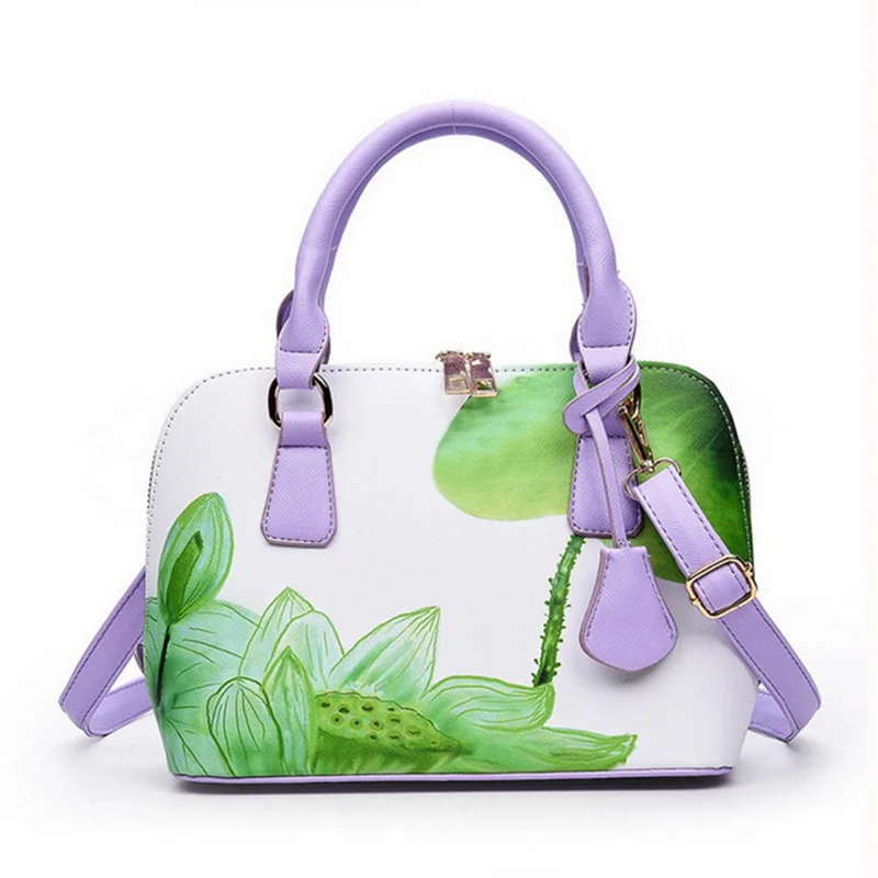 

Luxury Handbags Women Bags Designer 2018 bolsas Famous Brand Printed Women Shopper Bag Shell Elegant Floral Leather Shoulder Bag