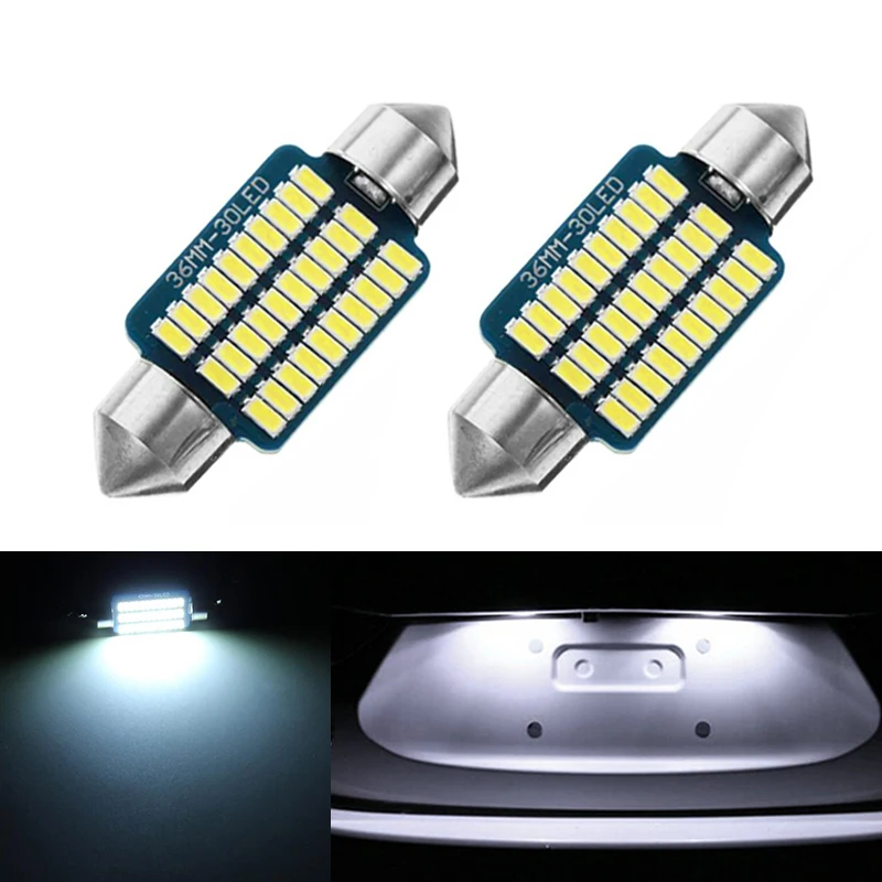 2x Автомобильный светодиодный светильник 36 мм C5W 3014 SMD 12 В номерной знак свет для
