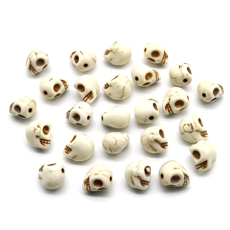 

10MM Howlite Skull Bead White blue Natural Skull Loose Beads Natural Stone Loose Beads Charm for DIY Beads Jewelry Making