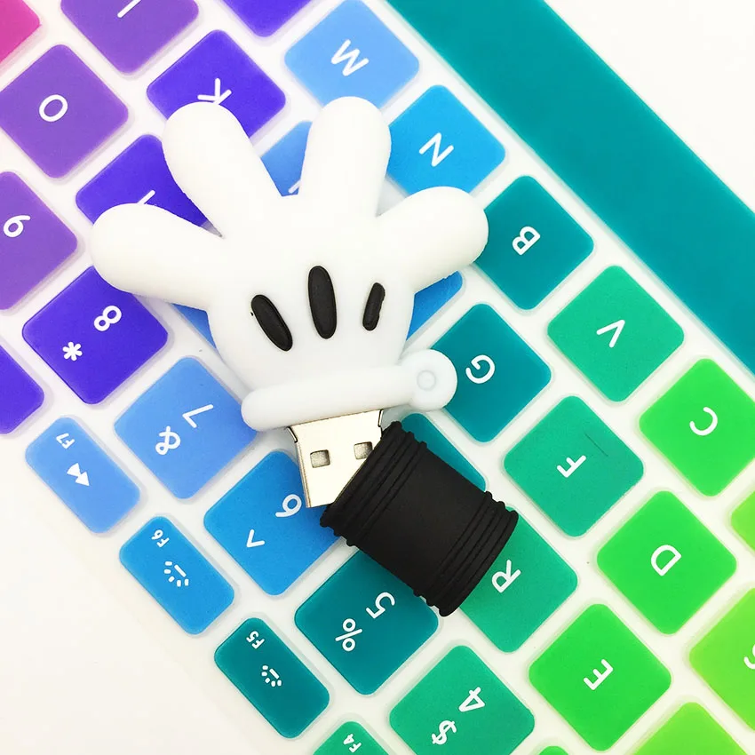 Cartoon Mickey Hand USB Stick Pendrive Stick Device USB Storage Card Pen Drive 128GB 64GB 32GB 16GB 8GB 4GB USB Flash Drive Disk