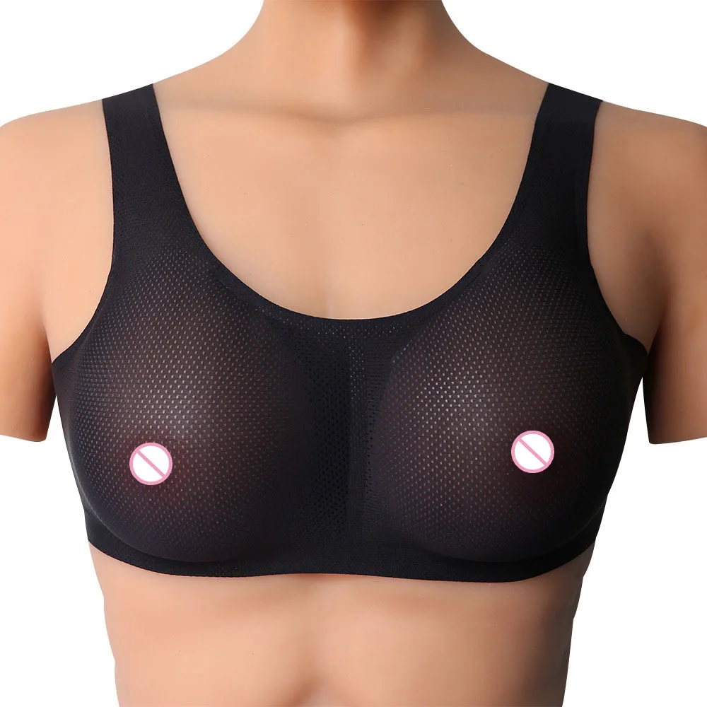

800g realistic silicone breast form with bra fake boobs for crossdresser shemale transgender 85C