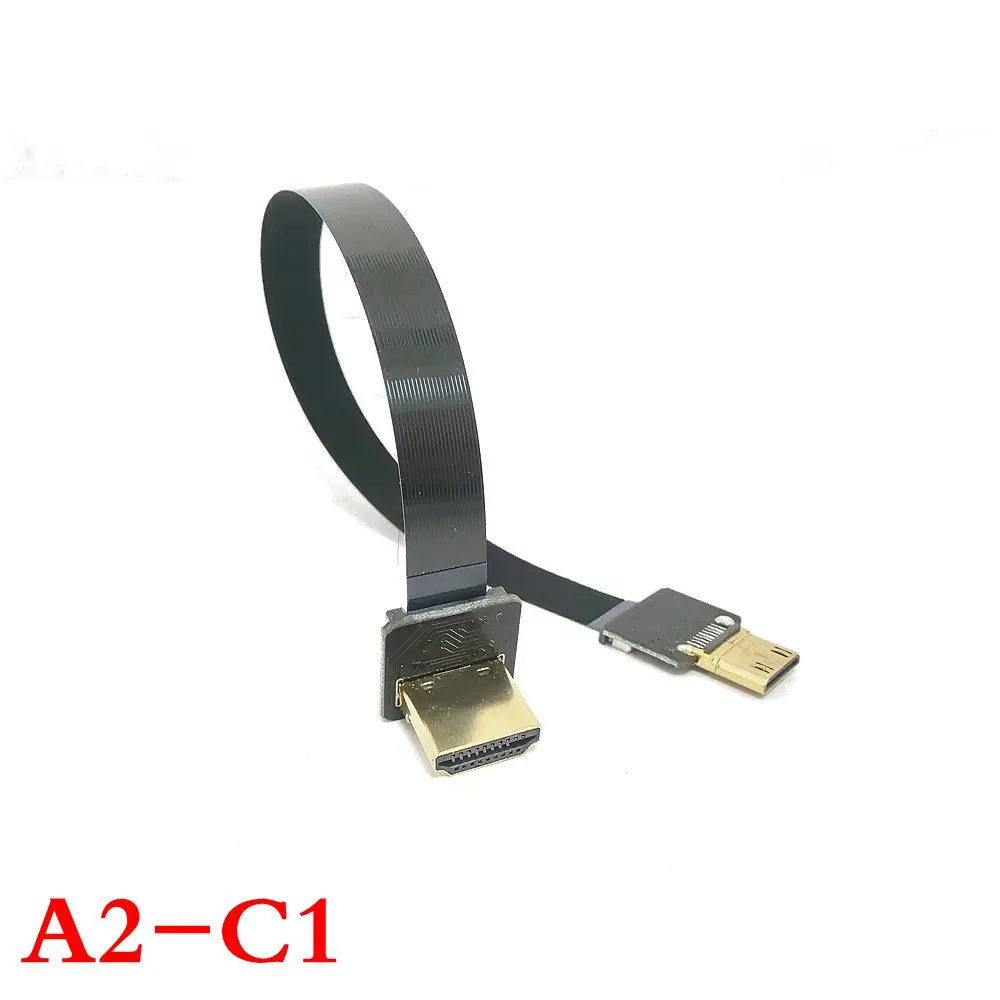 5cm-80cm 90 Degree Up Angled FPV Mini HDMI Male to HDMI Male FPC Flat Cable for Multicopter Aerial Photography