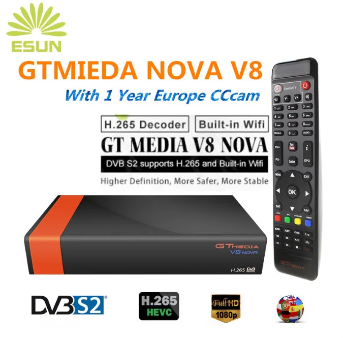 

GTMedia V8 Nova DVB-S2 Freesat Satellite receiver+1 year Europe Spain UK Germany Polish Netherland CCcam h.265 +1080P HD