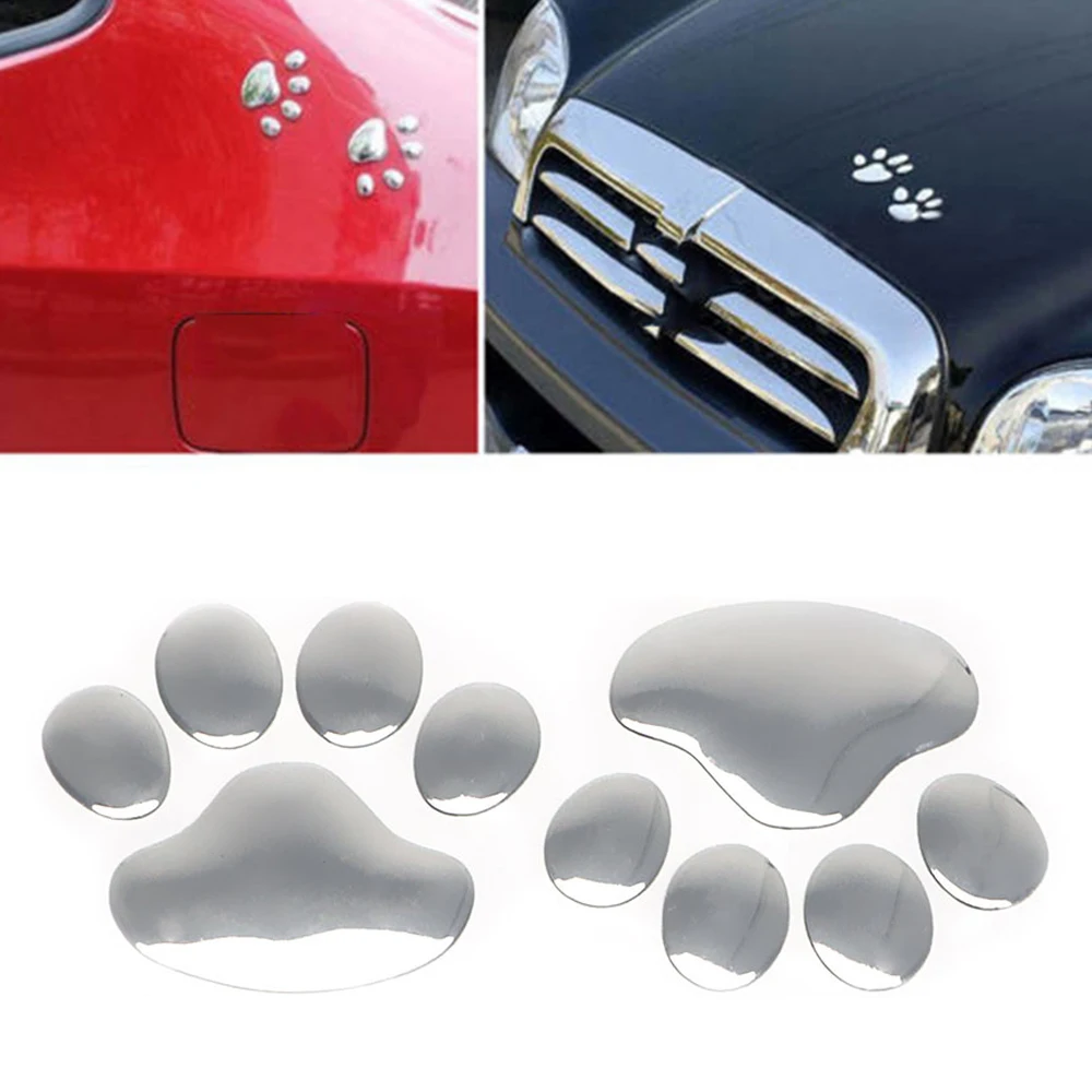 

1 Pair 3D Paw Auto Motorcycle Sticker Decoration Bear Dog Animal Paw Foot Print Decals Silver Car Sticker Cute Car-styling
