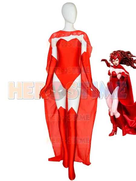Сексуальная Алая ведьма женский косплей-костюм супер спандекс Косплей зентай Костюм Хеллоуин костюм для женщин