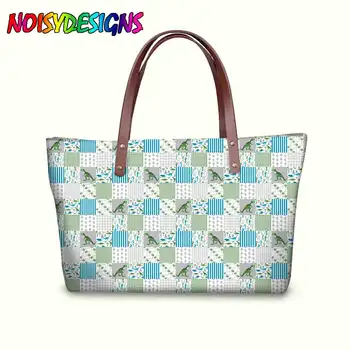 

NOISYDESIGNS Dinosaurs Mint Design Women Shopping Bags Animals Dino Women's Shoulder Bags Fashion Students Beach Bag Bolsa
