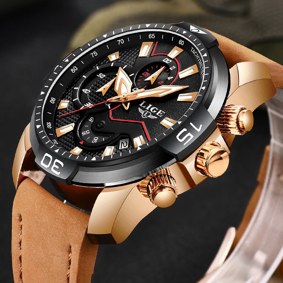 

2019 LIGE Mens Watches Top Brand Luxury Men's Fashion Sports Watch Men Casual Leathe Waterproof Quartz Clock Relogio Masculino