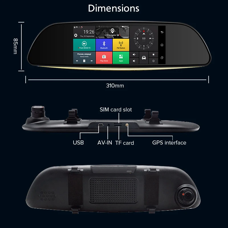 Junsun E515 Двухканальный автомобильный видеорегистратор android 5.0 Bluetooth 3G GPS навигатор