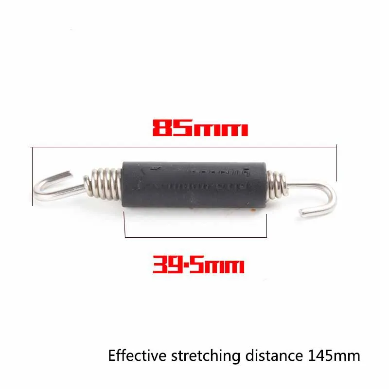 2 X 85-145mm Stainless Steel Spring Motorycle Exhaust Fixing Hook Elasticity 145mm with Black Rubber Cover