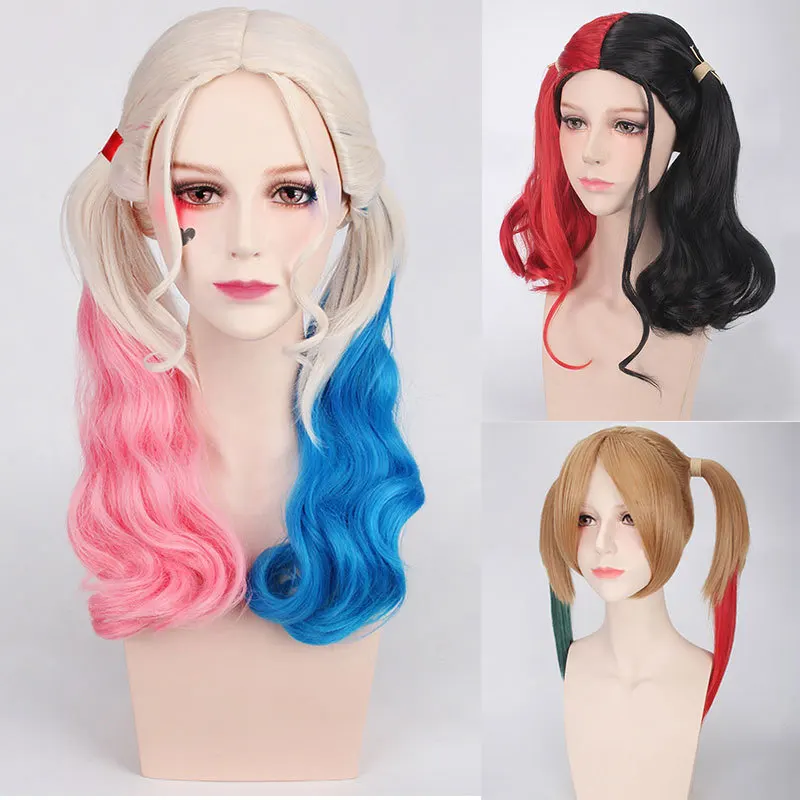 

2018 Harleen Quinzel cosplay Batman Joker Suicide Squad Harley Quinn Wig For Halloween Cosplay Costumes