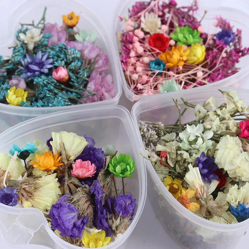 1 коробка сушеные цветы для украшения ногтей смешанный консервированный цветок с коробкой в форме сердца DIY Маникюр 3D дизайн ногтей украшения