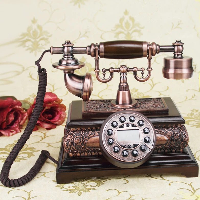 

Dickdenton/ Dick Denton genuine solid wood European style antique decorative craft antique fixed telephone Decoration home art
