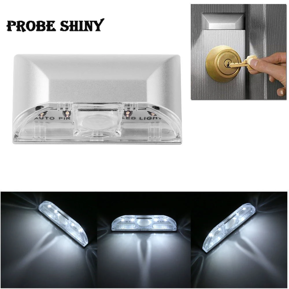 Buy Auto PIR Door Keyhole Motion Sensor Detector LED Light Lamp Silver For 1*AA