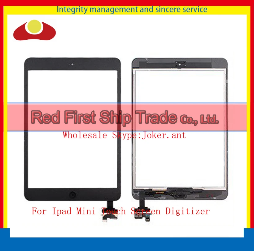 10Pcs/lot For Ipad Mini Touch Screen Digitizer With IC Connector+Home Button Black And White Free Shipping