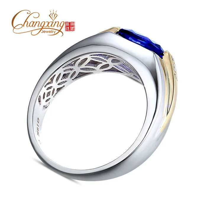 1.85ct AAA мигающий синий Танзанит бриллиант мужское обручальное кольцо 14k золото|gold