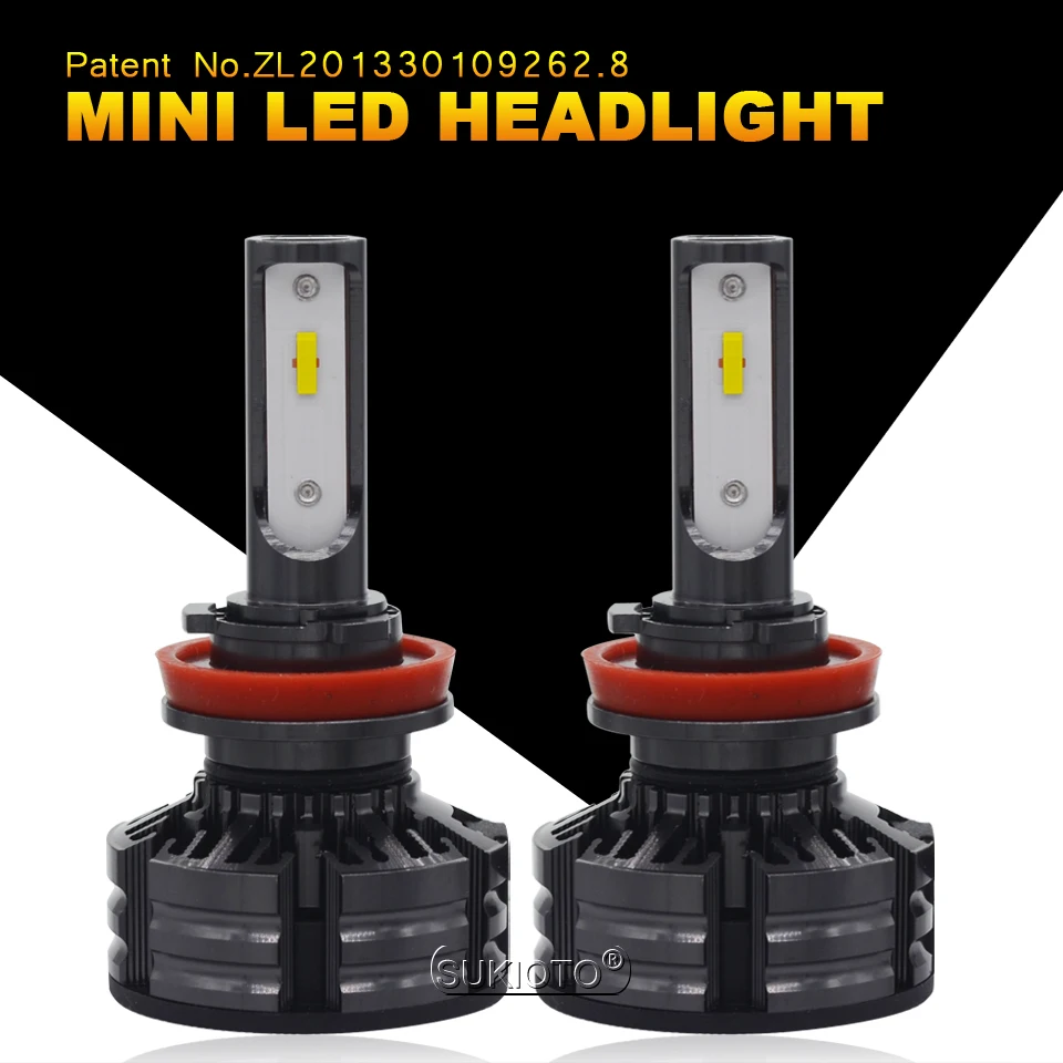 

SUKIOTO 2PCS Mini LED Headlight H11 H8 H4 hi/lo Led Headlamp Kit 6000K 9000LM Car Lights Bulbs Automobile Auto styling accessory