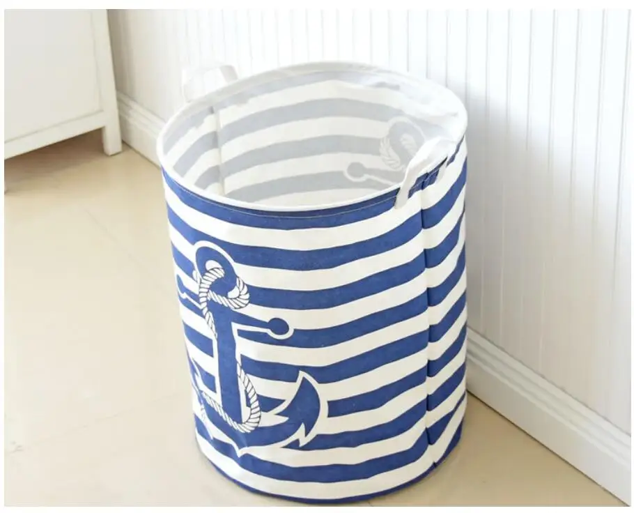 Stripe Anchor Laundry Hamper Storage Baskets