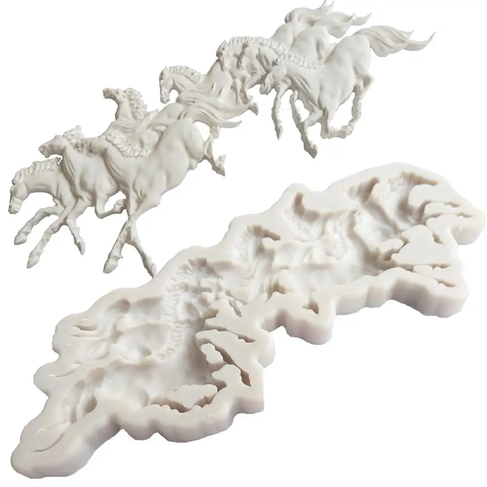 New Fashion Galloping Horses Fondant Mold DIY Cake Maker Silicone Decorating Baking Tool | Дом и сад