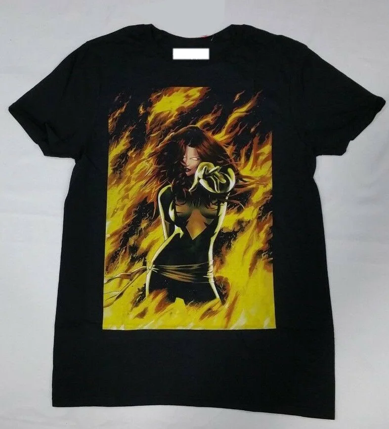 Джинсовая серая Темная футболка с рисунком Феникса X men Marvel Comics Мужская S-3XL