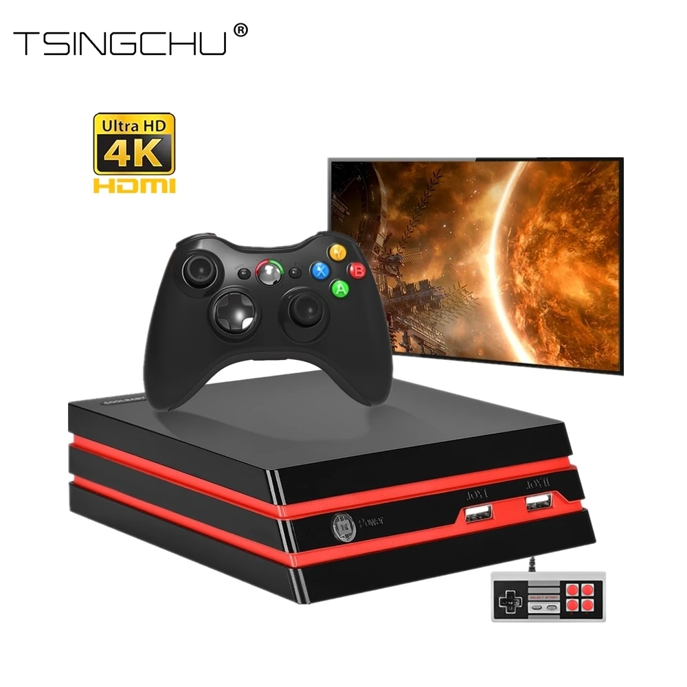 

TSINGO 64bit Built in 600 Classic Retro Game Console HDMI AV Dual Output Family 4K TV Video Game Player 2.4G Wireless Controller