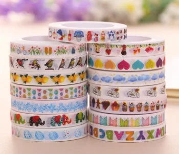 

8mm*10m original colorful cartoon diy 15 types adhesive washi masking tape(1piece)