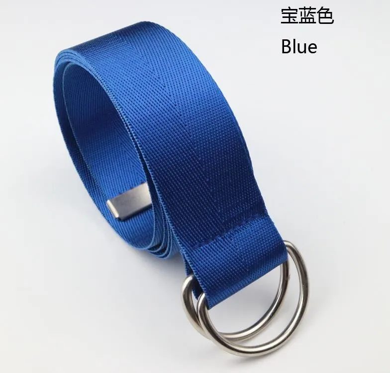 130 см длинный ремень с d-образным кольцом и пряжкой Harajuku на молнии, Универсальный ультра длинный холщовый ремень для влюбленных, короткий однотонный длинный ремень - Цвет: blue