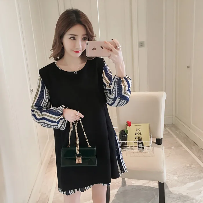 New pregnant women's dress spring Korean version of a family of wind Chiffon dress vest skirt two pieces suit for Pregnant 8033 New pregnant women's dress spring Korean version of a family of wind Chiffon dress vest skirt two pieces suit for Pregnant 8033