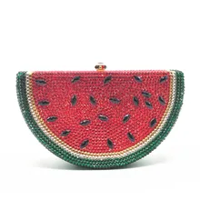 XIYUAN бренд арбуз кристалл женский вечерний свадебный Коктейльная сумочка клатч твердый металлический корпус коробка Свадебная цепочка наплечный кошелек