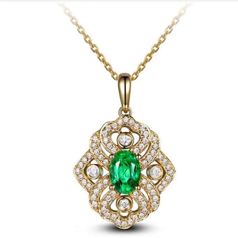

Everoyal Trendy Female Cubic Zirconia Green Pendant Necklace Jewelry Women Fashion Gold Clavicle Necklace For Women Accessories
