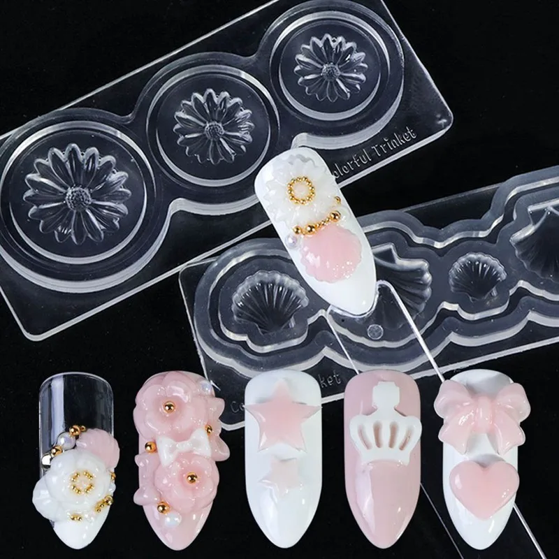 Смешанный дизайн силиконовый набор шаблонов для дизайна ногтей кабошон 3D набор форм для ногтей украшение для маникюра «сделай сам» Набор инструментов штамп