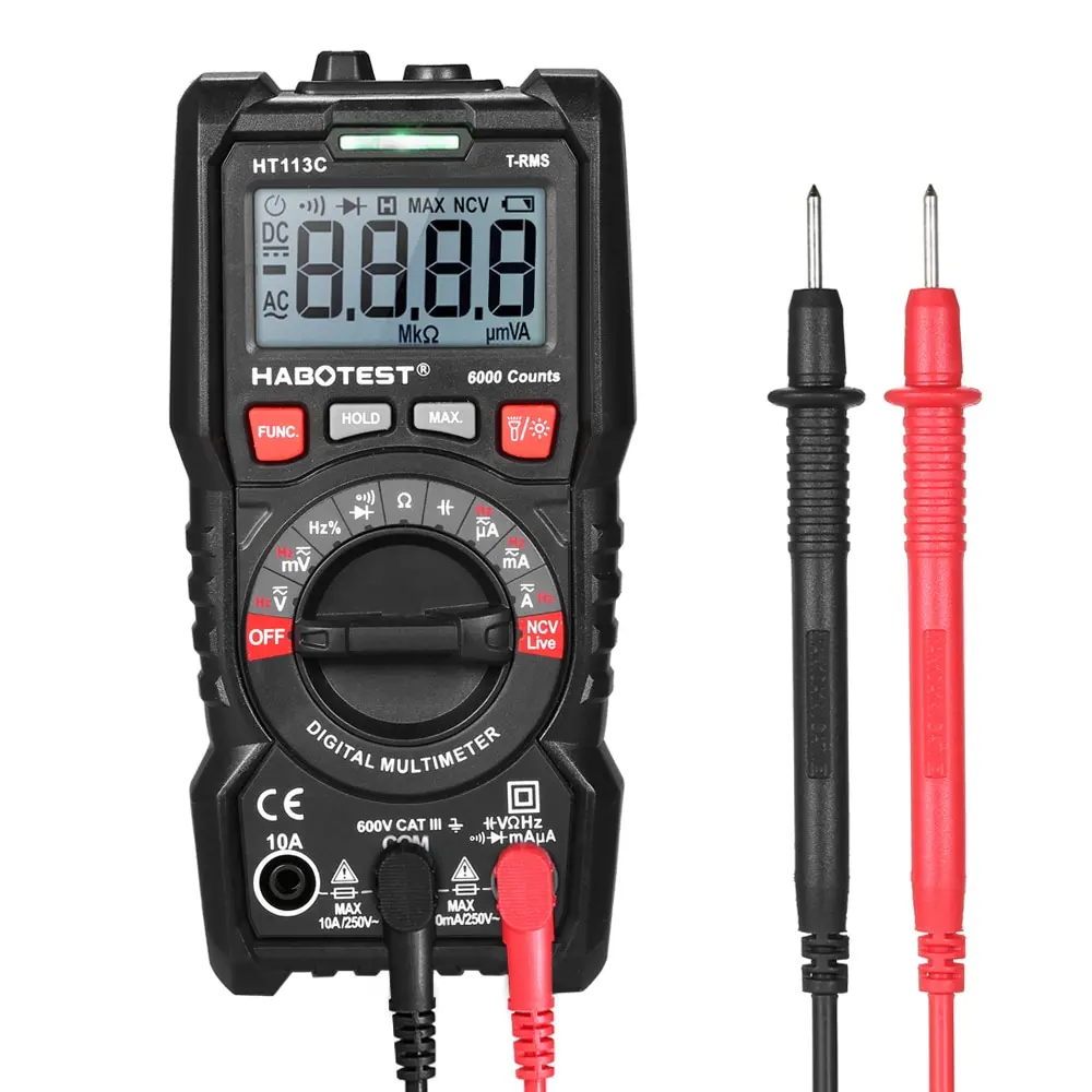 

KKMOON Portable Digital Multimeter Backlight AC/DC Ammeter Voltmeter Ohm Tester Meter HT830L Handheld LCD Multimetro