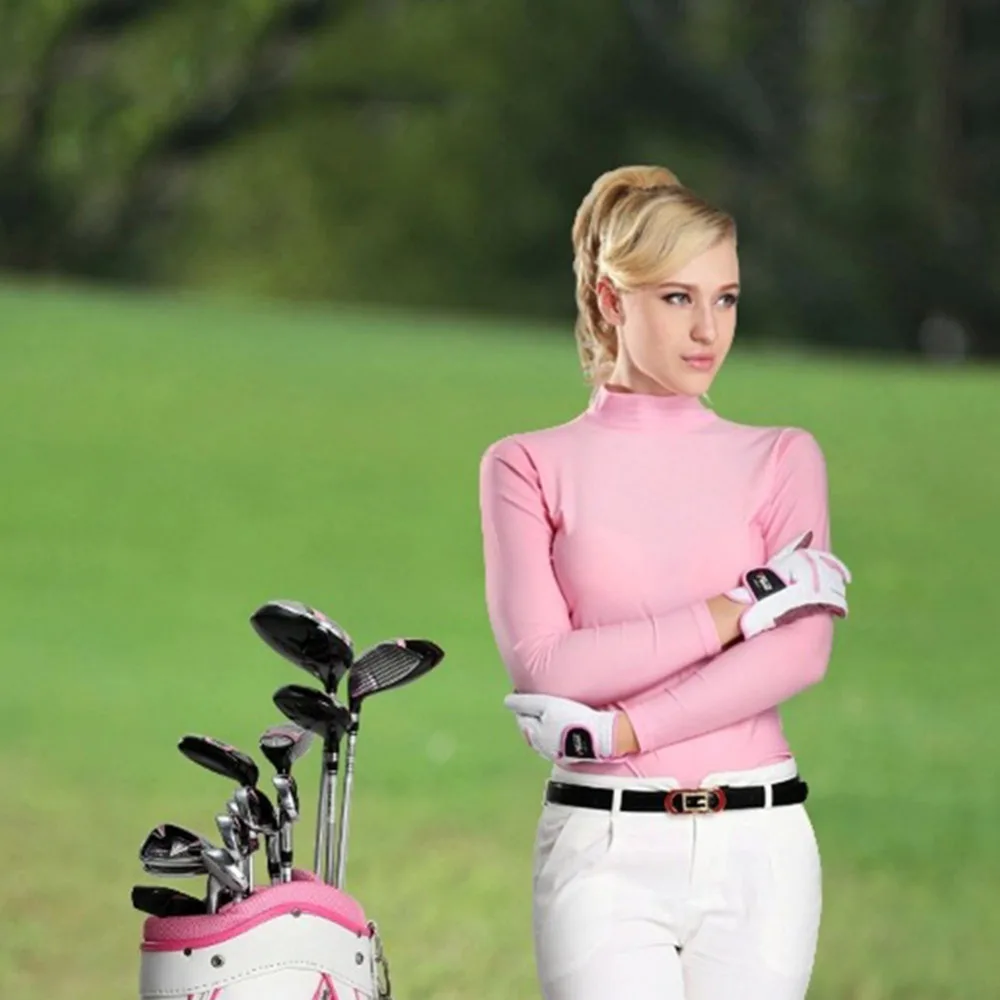CRESTGOLF قميص جولف النساء في الهواء الطلق فوق البنفسجية حماية واقية من الشمس قميص الجليد القمصان الرياضة طويلة الأكمام الملابس