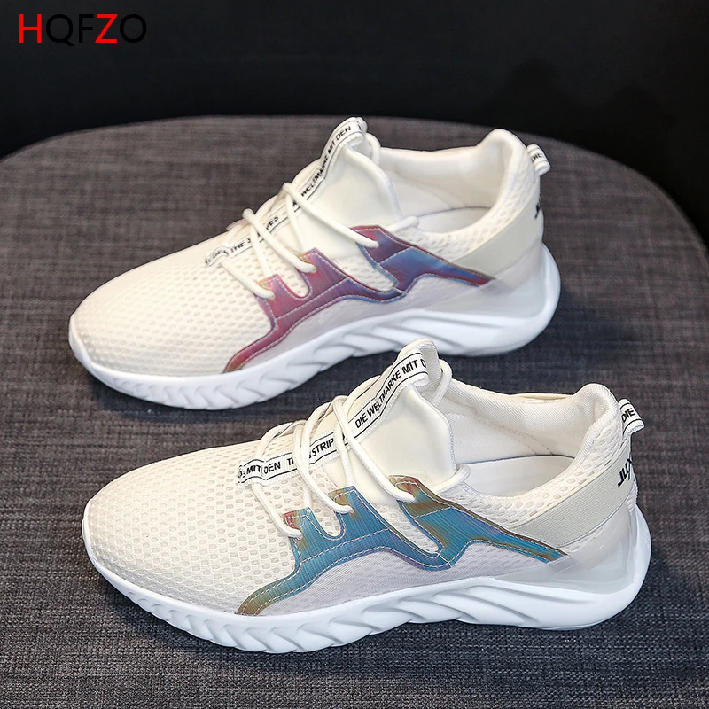 

HQFZO Breathable Lightweight Sneakers Tenis Plataforma Flyknit Women Casual Shoes Summer 2019 Mujer Flat Running Shoes