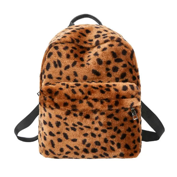 Модный женский рюкзак с леопардовым принтом, Вельветовая Женская дорожная сумка с двумя ремешками, Большая вместительная школьная сумка на плечо для девочек - Цвет: Brown