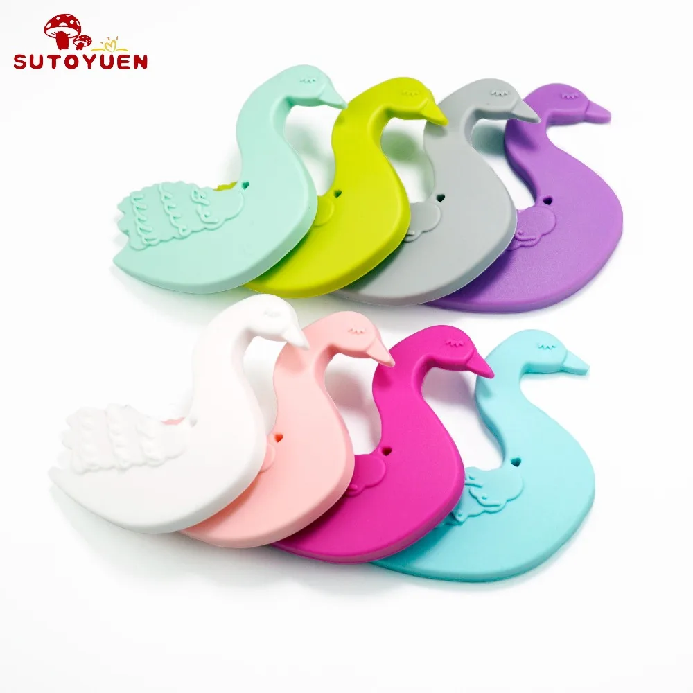 Sutoyuen 1 шт., для пищевых продуктов животного Лебедь Силиконовые Прорезыватели соска для младенца прелести прорезывания зубов подарок
