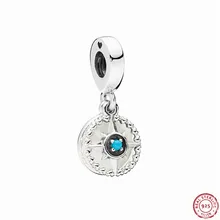 925 стерлингового серебра эмаль& голубой Кристальный компас роза кулон бусины DIY Fit PANDORA Подвески для женщин ювелирные изделия FL778
