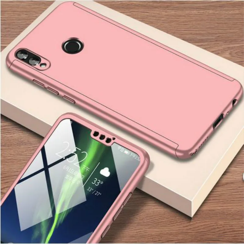 Роскошные 360 Полное покрытие чехол для телефона для Huawei Y7 Y6 pro P20 P30 Pro P8 P9 P10 Lite Honor 10 8 9 lite 7A 7C чехлы с Стекло - Цвет: Розовый