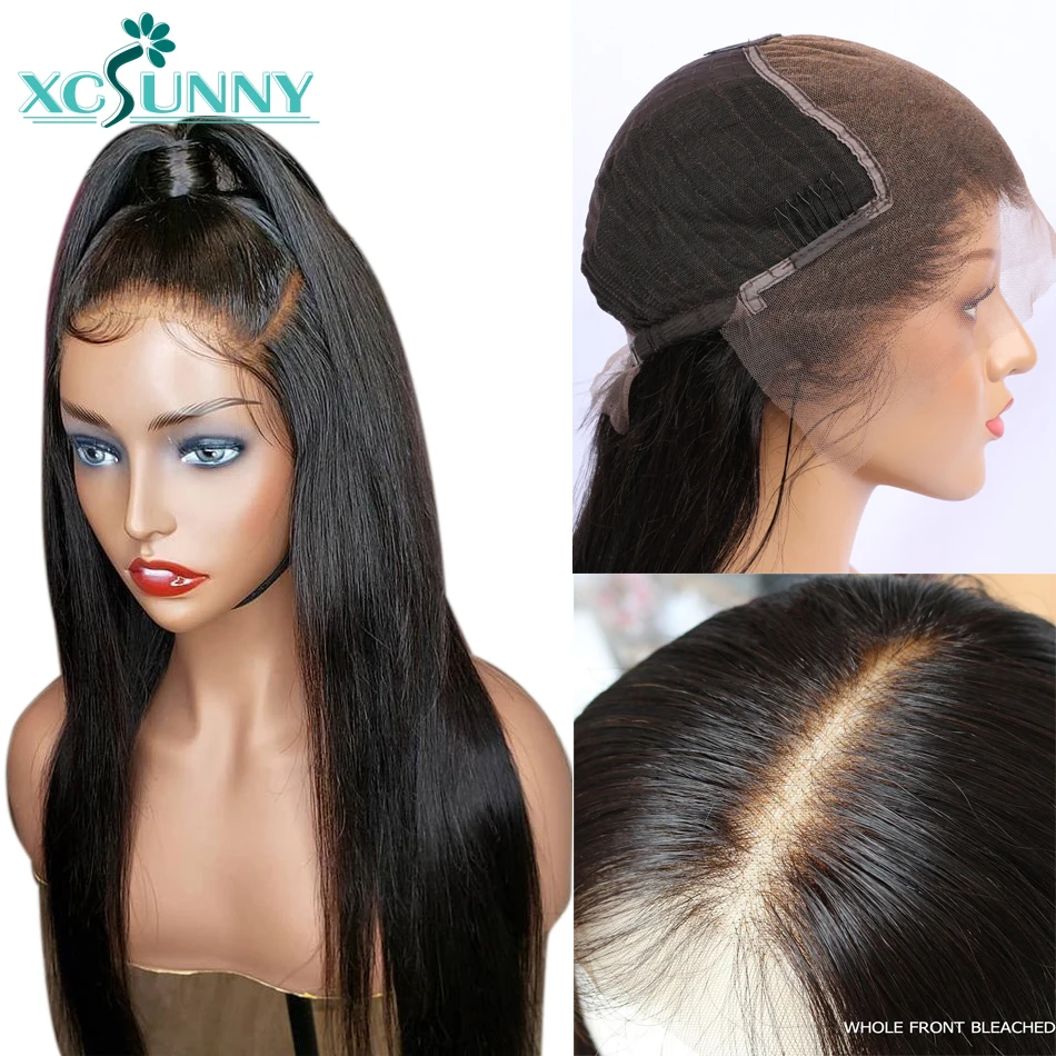 

Silky Straight 13x6 Lace Front Wig Human Hair Whole Lace Bleached Knots Lace Frontal Wigs PrePlucked Brazilian Remy Hair xcsunny