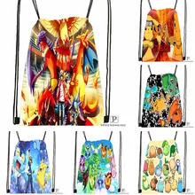 Пользовательские Покемон походная сумка на шнурке милый рюкзак дети ранец(черная спина) 31x40 см#180531-03-73