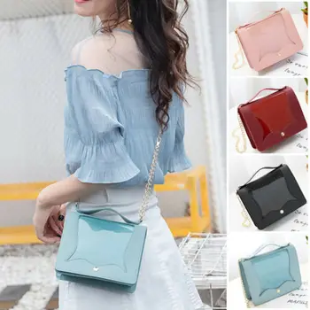 

Women Shoulder Bag Jelly Leather Crossbody Messenger Handbag Purse Small PVC Jelly Shoulder Mobile phone Bag Ladies Handbags