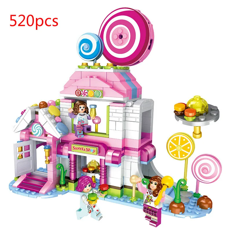 

LegoINGLY Friends Lollipop House Figures Girls Birthday Pink House Building Blocks Mini Cute Sweets Shop Toys for Children Gifts