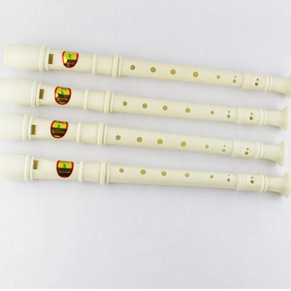 White Plastics Instrument 6 Holes Musical Soprano Recorder Flute Long