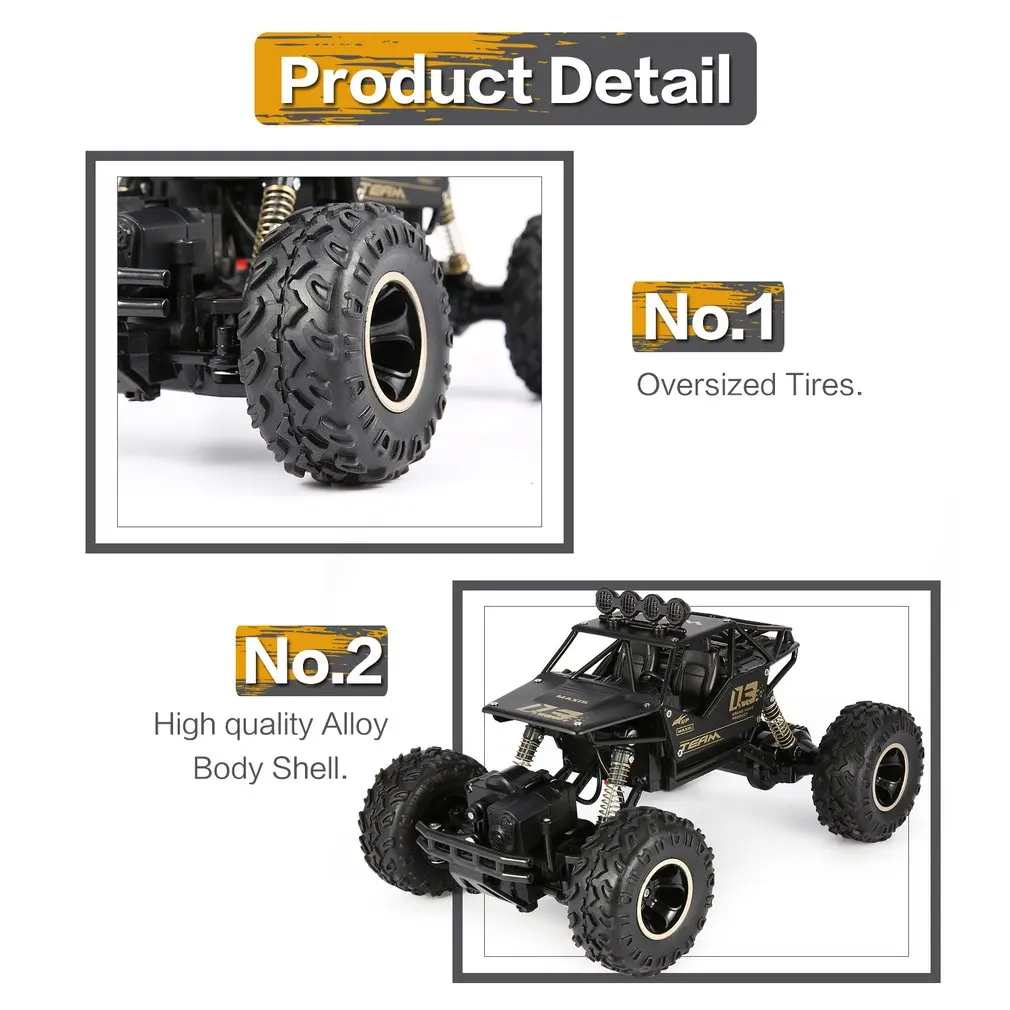 1/16 2,4 GHz RC автомобиль сплав корпус Rock Crawler 4WD двойные двигатели внедорожный пульт дистанционного управления багги Bigfoot скалолазание игрушки