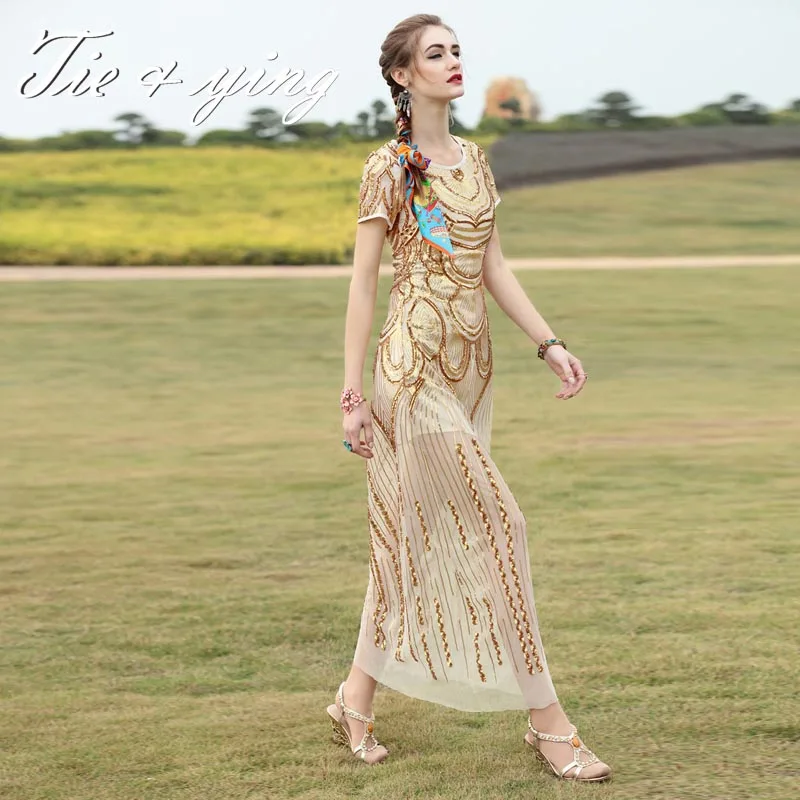 High end women maxi party dresses 2016 summer new American and European