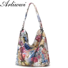 Arliwwi дизайнерские женские сумки из натуральной кожи с блестящими цветами, элегантные Сумки из натуральной кожи с цветами на цепочке для женщин, новые