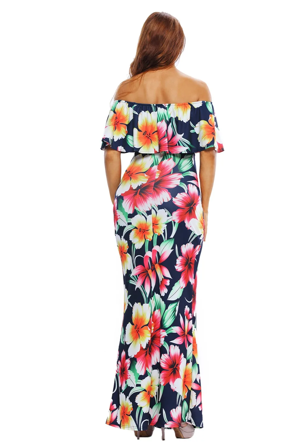 Navy-Blue-Roses-Print-Off-the-shoulder-Maxi-Dress-LC61189-5-7