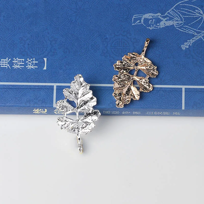 

50PCS 17*30mm Gold/silver tone Alloy Material Hollow Leaf Charm Leaf Pendant for Wedding Head DIY Handmade Jewelry Making