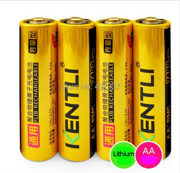 KENTLI 1,5 v 2400 mah высокой емкости АА перезаряжаемая батарея, 4 штуки/Набор AA литий-полимерный аккумулятор+ зарядное Смарт-устройство