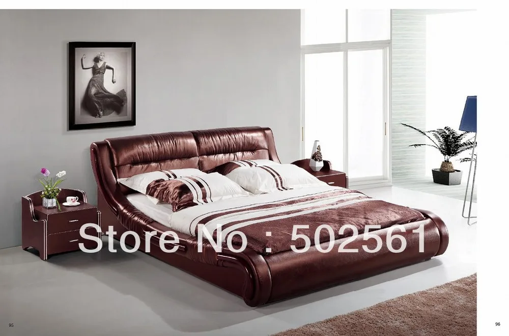 

modern genuine leather bed contemporary casual bedroom furniture made in China alibaba