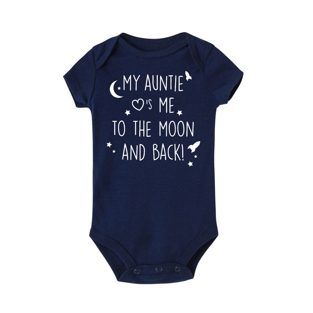 

My auntie take me to the moon and back print baby rompers cotton short sleeve newborn clothing infant rompers toddler clothes